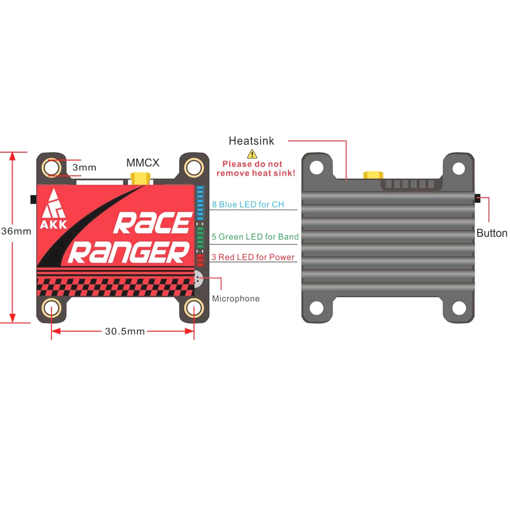 AKK 5.8G Long Range VTX FPV Tr - đánh giá và giá Drone Racing Vtx